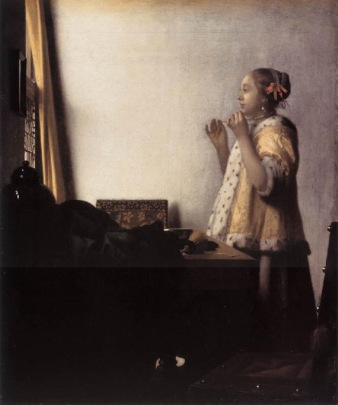 Jan Vermeer Woman with a Pearl Necklace oil painting image
